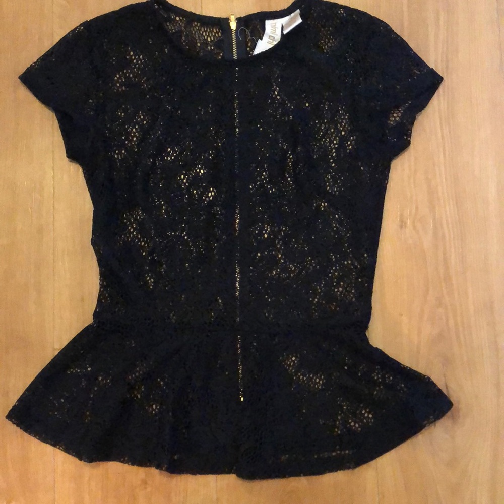 Black Lace Peplum Top